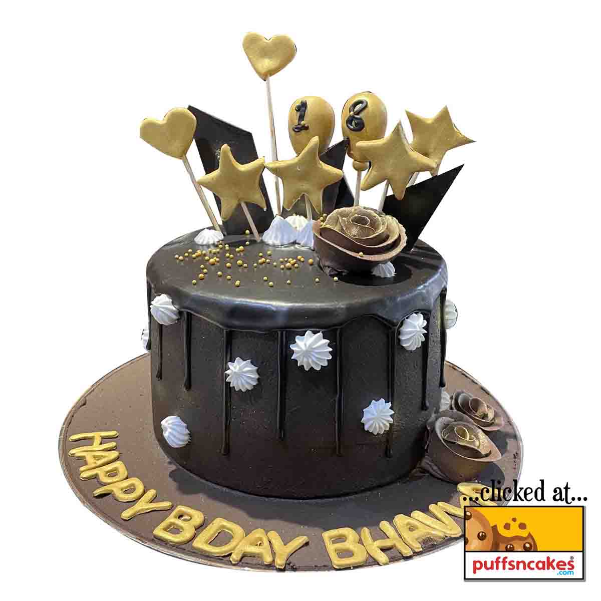 (1547) Chocolate Golden 18 th Birthday Cake